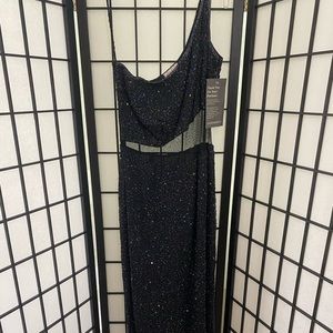 Beaded black evening dress